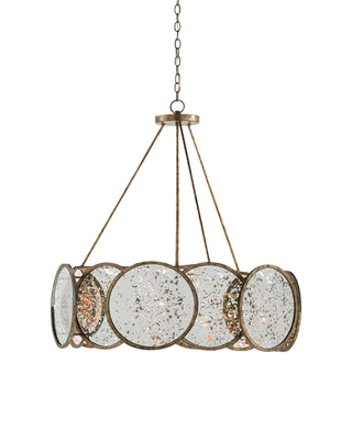 Oliveri Bronze Chandelier in antique mirror and glass