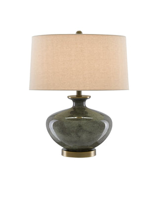 Greenlea Gray Table Lamp in moss green and glass