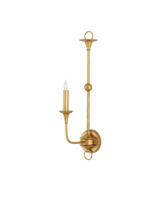 Nottaway Gold Single-Light Wall Sconce in contemporary gold leaf and wrought iron