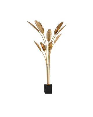 Tropical Grande Brass Floor Lamp in black and iron