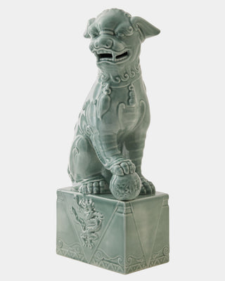 Foo Dog, Left, Blue, corner detail