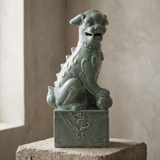 Foo Dog, Left, Blue, styled in a room