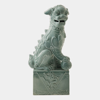Foo Dog, Left, Blue, crafted in ceramic
