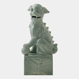 Foo Dog, Right, Blue, crafted in ceramic