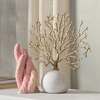 Coral Vase, Pink, Small, styled in a room