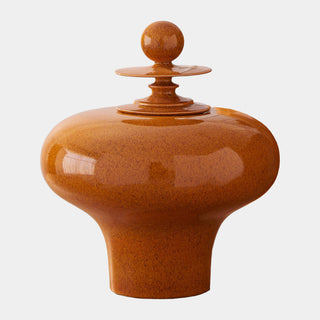 Happy Temple Jar, Orange, Squat, crafted in glazed and ceramic