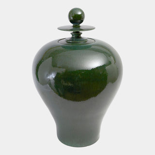 Happy Temple Jar, Emerald, Tall, crafted in glazed and ceramic
