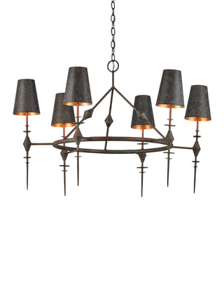 Anselm Chandelier in verde bronze and contemporary gold