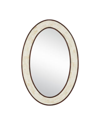 Andar Oval Mirror in dark walnut and bone