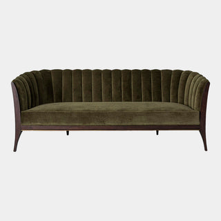 Connor Channel Back Sofa, Moss Velvet, crafted in cotton