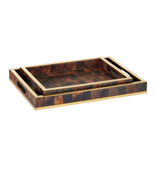 Casey Brown Tray Set of 2 in brass and pen shell