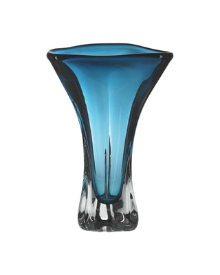 Aubrey Fluted Vase in blue and glass