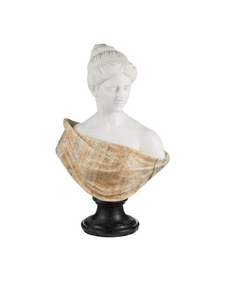 Thea Marble Bust Sculpture in white and yellow