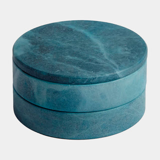 Leora Swivel Box, Alabaster, Blue, crafted in hand-carved