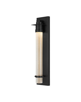 Provence Black Outdoor Wall Sconce in brass and glass