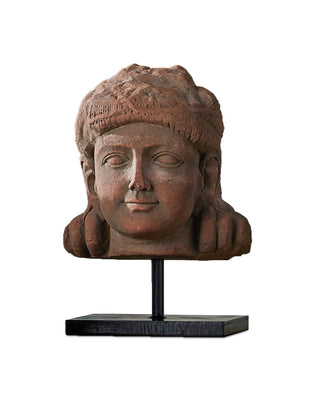 Mathura Head on Stand in brick red and black