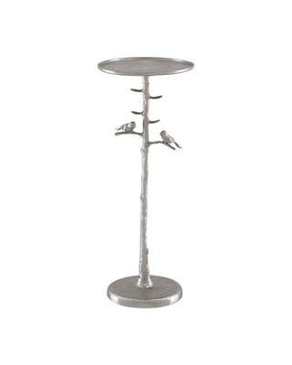 Piaf Silver Drinks Table in polished nickel and cast aluminum