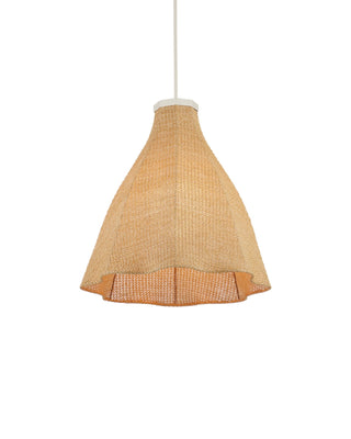 Cabo Medium Outdoor Pendant in cream and all-weather abaca