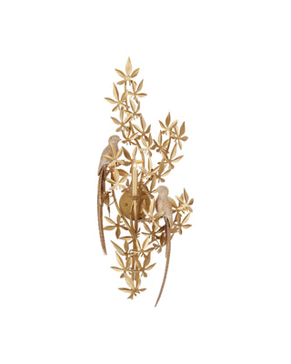 Aviary Gold Wall Sconce, Left, crafted in wrought iron and composite