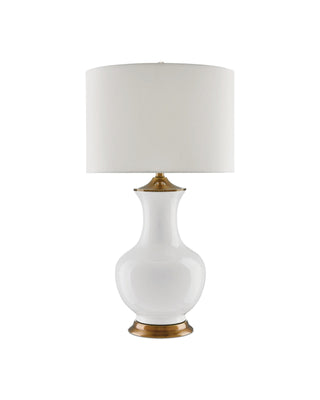 Lilou White Table Lamp in antique brass and ceramic