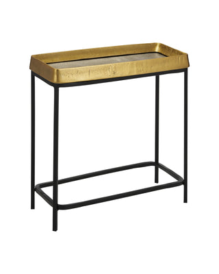 Tanay Brass Side Table in graphite and cast aluminum
