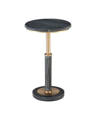 Miles Black Marble Accent Table in polished brass