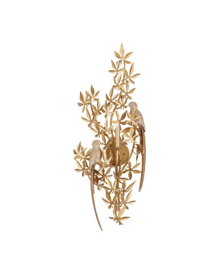 Aviary Gold Wall Sconce, Right, crafted in wrought iron and composite