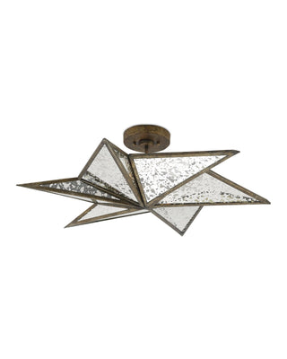 Stargazer Bronze Semi-Flush Mount in antique mirror and glass