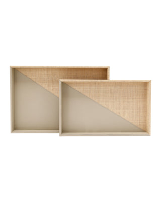 Evren Tray Set of 2 in gray and leather