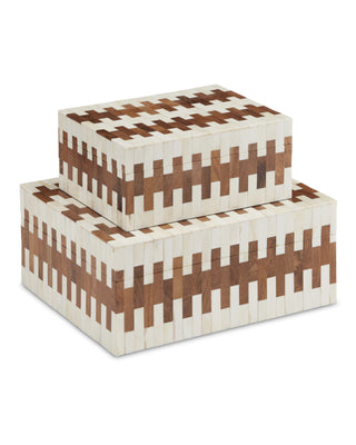 Tia Box Set of 2 in white and bone