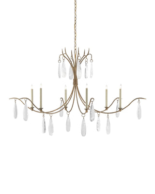 Marshallia Large Gold Chandelier in faux rock crystal and wrought iron