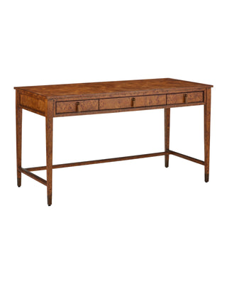 Evie Burl Writing Desk in brass and mahogany