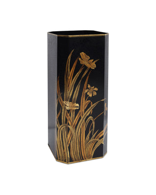 Glasshouse Tole Umbrella Stand in black and gold