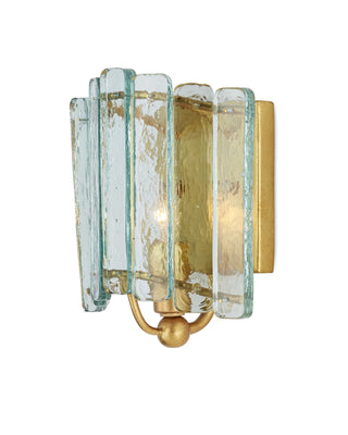 Duvernell Wall Sconce in contemporary gold leaf and wrought iron