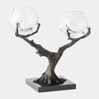 Monterey 2 Vase Holder, Natural Iron, crafted in glass