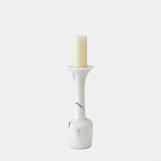 Calyx Candle Holder, White, crafted in marble
