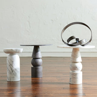 Cargo Table, Graffito Marble, styled in a room