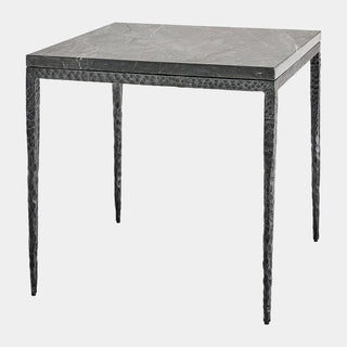 Forrester Side Table, Blackened/Flamed Marble, crafted in iron