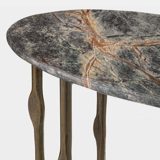 Kneez 6 Legged Oval Table-Pale Antique Brass, corner detail