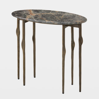 Kneez 6 Legged Oval Table-Pale Antique Brass in iron and marble