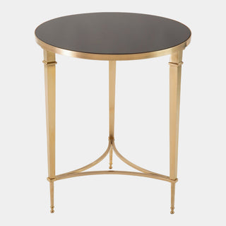 Round French Square Leg Table, Brass, crafted in granite