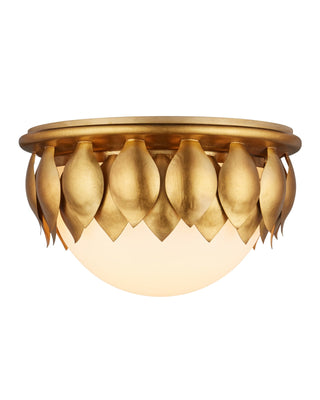 Paestum Flush Mount in antique gold leaf and wrought iron