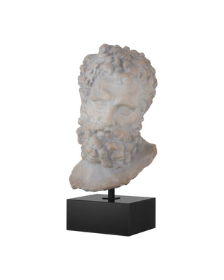 Hercules Head on Metal Stand in antique off-white and black