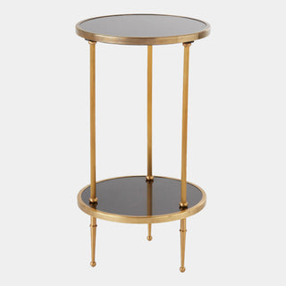 Pudico Two-Tier Table, Antique Brass, crafted in granite