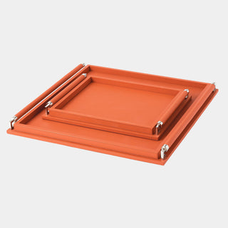 Boden Leather Handle Rectangle Tray, Coral, alternate view 2
