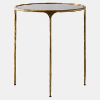 Hunter Side Table, Antique Gold, crafted in iron and mirror