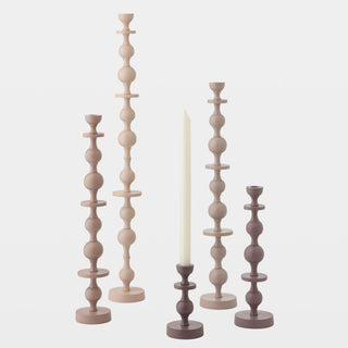 Bobbin Totem Candlesticks, Pink, shown as a set