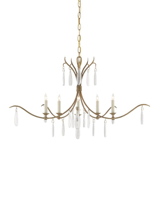 Marshallia Small Gold Chandelier in faux rock crystal and wrought iron