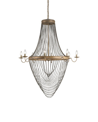 Lucien Chandelier in French gold leaf and iron