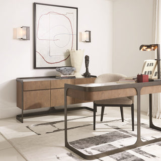 Edgar Tabletop Easel Lamp, Bronze, styled in a room
